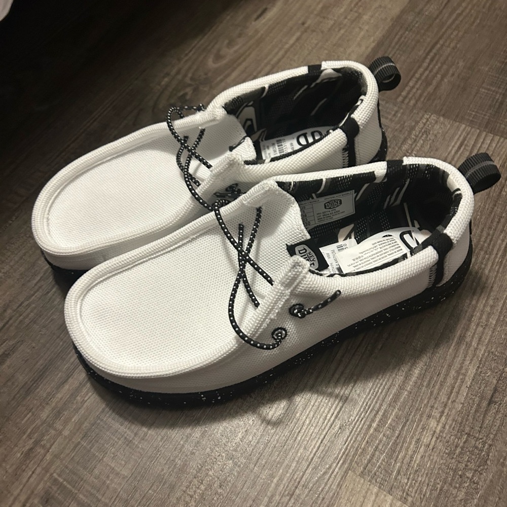 Hey Dude Boys White and Black Sneakers